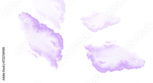 Abstract Lavender Cloud Forms: Delicate Watercolor Textures on White Background