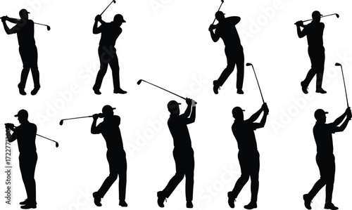 golf player silhouette vector