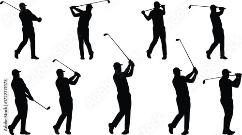 golf player silhouette vector