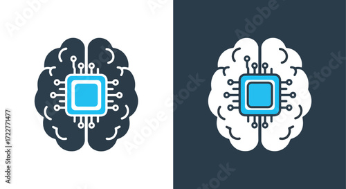 Digital brain chip icon representing artificial intelligence and advanced technology