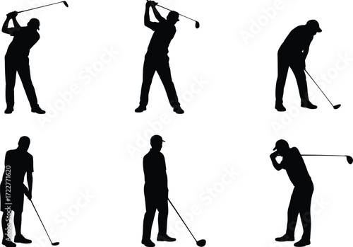 golf player silhouette vector