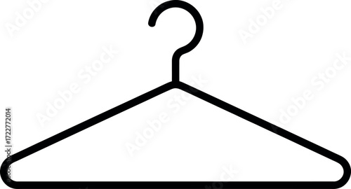 Simple black clothes hanger on a white background, representing organization and storage.