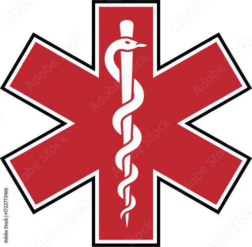 Star of Life medical symbol with caduceus staff, representing emergency medical services and healthcare.
