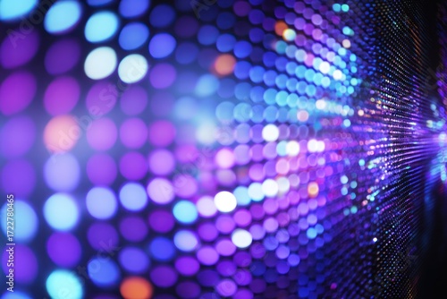 Wallpaper Mural Abstract light pattern with blurred orbs transitions from soft focus to sharp, sparkling points. Purples, blues, and whites dominate Torontodigital.ca