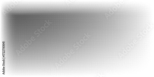 Abstract halftone background with black and white rectangular gradient. Retro pop art dotted texture, minimal modern pattern for poster, flyer, banner, and digital graphic design.