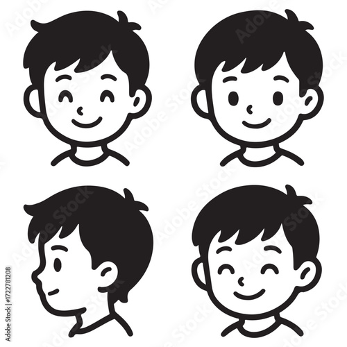 boy faces vector design art