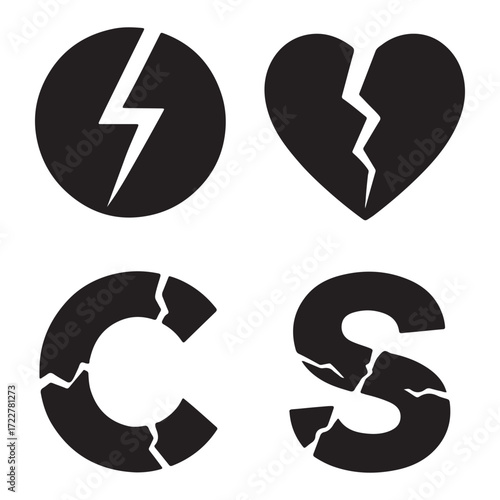 broken creative icon logo design