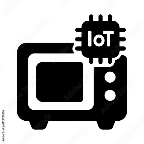 IoT microwave icon, smart cooking appliance, connected kitchen device, intelligent heating system, automated cooking technology, digital microwave control
