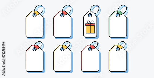 Colorful price tags or labels for marketing promotion sales and discounts