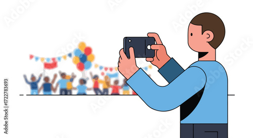 Capturing Joyful Moments: An Individual Takes a Photo of a Vibrant Celebration Event with a Smartphone