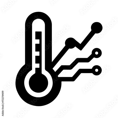 AI thermometer icon, predictive temperature monitoring, intelligent health tracking, smart fever detection, automated temperature analysis, digital health device
