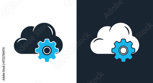 Cloud computing settings gear icon for data storage technology and digital service management