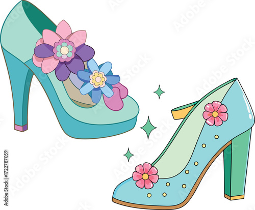 Vsai women's high heel and mary jane shoes with floral decoration