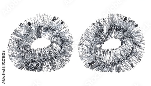 Two silver Christmas wreaths