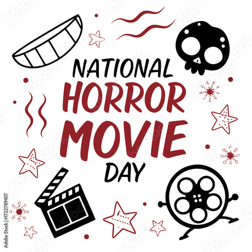 NATIONAL HORROR MOVIE DAY vector illustration