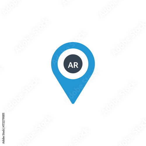 Augmented reality location pin icon, symbolizing innovative digital navigation, virtual overlays, and interactive spatial computing technology for modern mapping applications