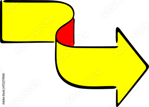 Winding Yellow Arrow Graphic on Black Background