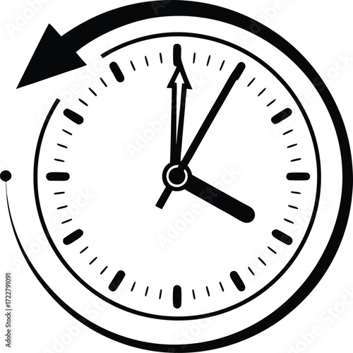 Vector art of clock icon with circular arrow indicating time passing