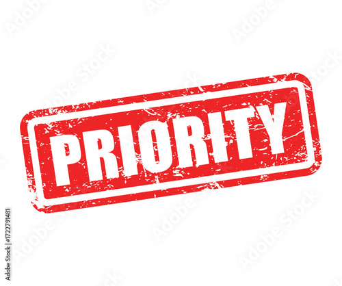 PRIORITY Stamp Label – Urgent Grunge Rubber Seal Vector Illustration
