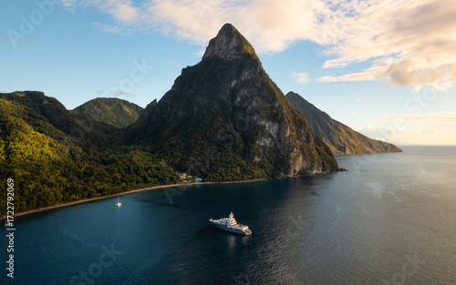 Photos View of iconic Pitons in Saint Lucia