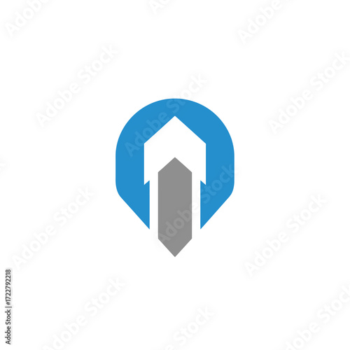 Abstract Arrow in a Location Pin Logo - Navigation and Direction