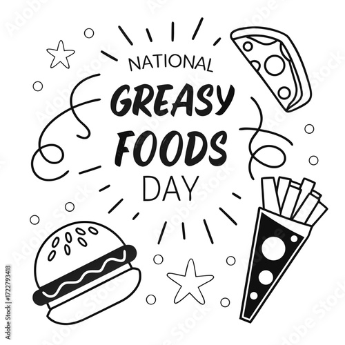 NATIONAL GREASY FOODS DAY vector illustration