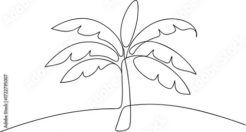Single line drawing of a palm tree on a hill minimalist
