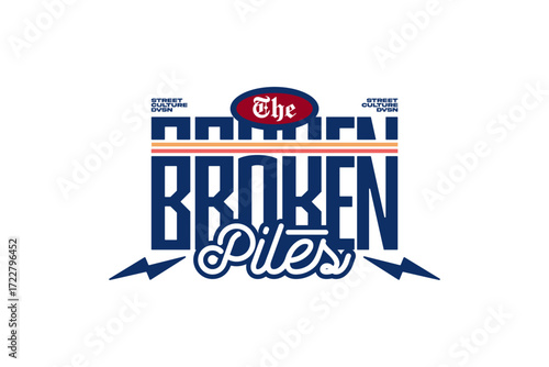 broken piles streetwear fashion vector template 