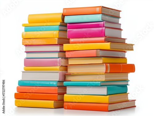 Wallpaper Mural Stack of colorful books isolated on white background Torontodigital.ca