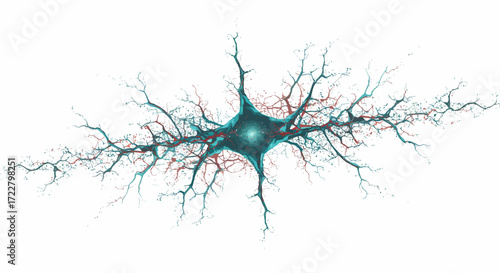 Complex Biomechanical Neural Network Vector Image, with a white background