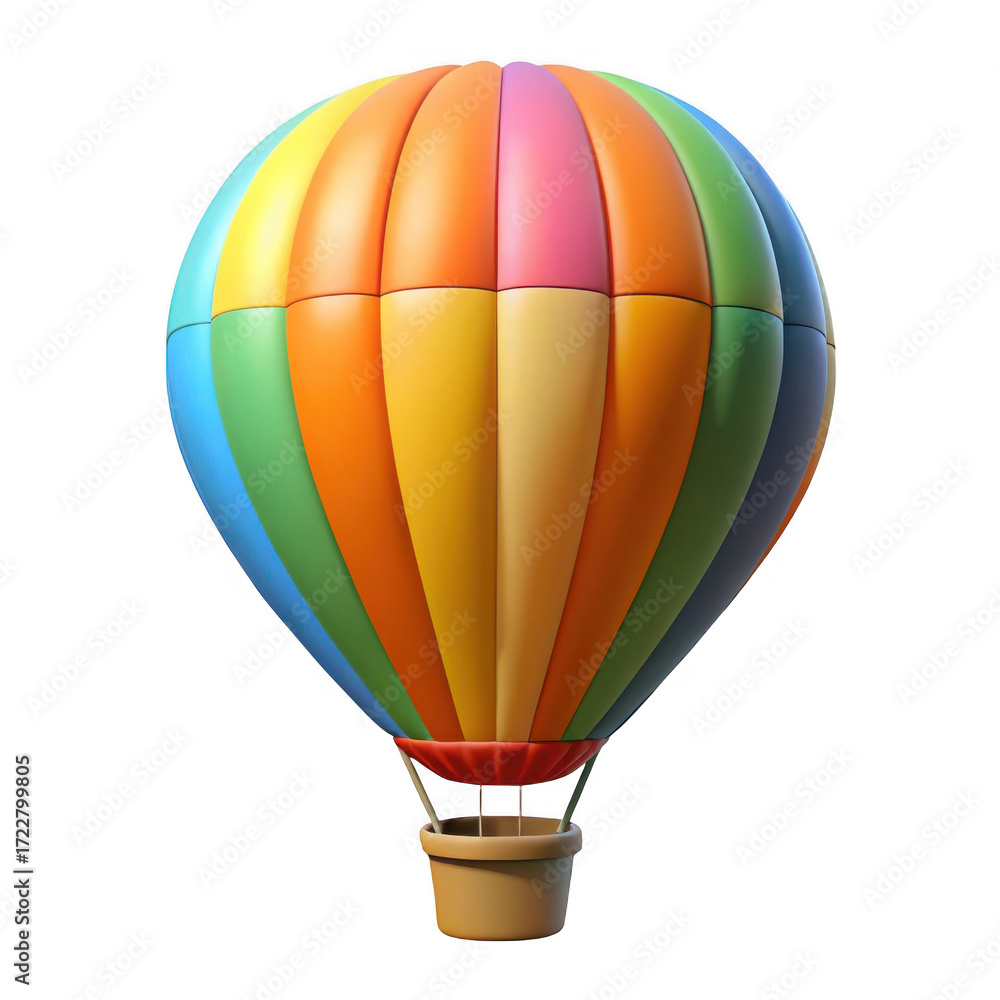 Fototapeta premium 3d colorful hot air balloon isolated on transparent background