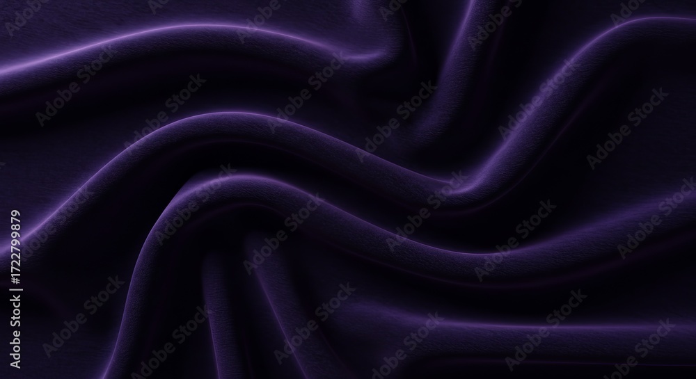 Fototapeta premium Luxurious deep purple velvet fabric flowing elegantly with soft light and shadow