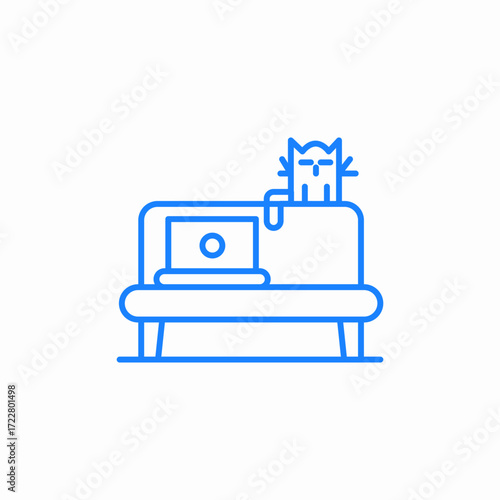 cat laptop desk icon sign vector