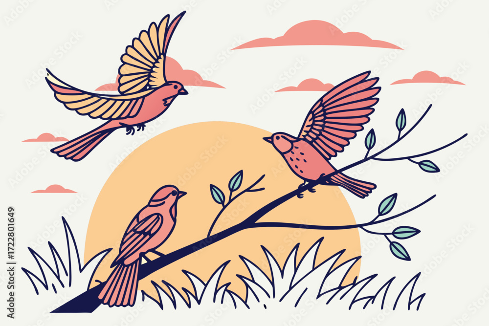 Naklejka premium vector illustration of a bird in the sky