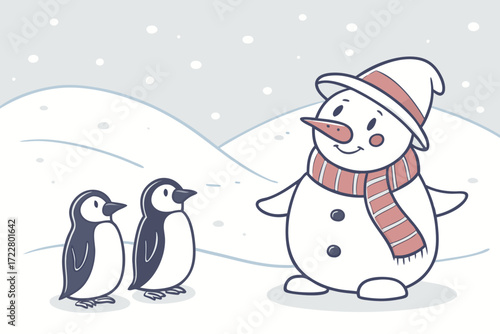 penguins and snowman