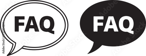 Illustration of faq text in speech bubble icons, isolated on white background