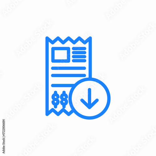 download receipt icon sign vector