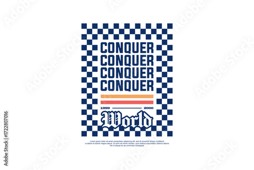 conquer world streetwear fashion vector template 
