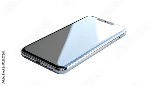Sleek, silver smartphone angled on a plain background