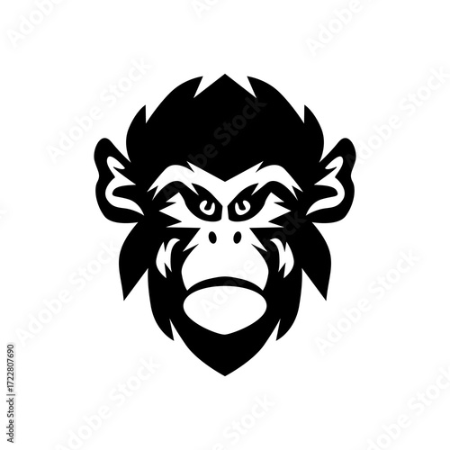 Gorilla face Logo vector clipart Monkey head mascot. Gorilla head icon, wildlife primate ape symbol.