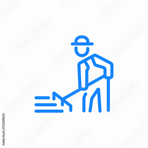 farmer working field. icon sign vector