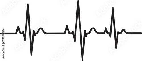 Illustration of electrocardiogram waveform isolated on white background