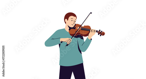 Captivating violinist illustration: a portrayal of artistic expression and musical interpretation with his bow gliding across strings creating