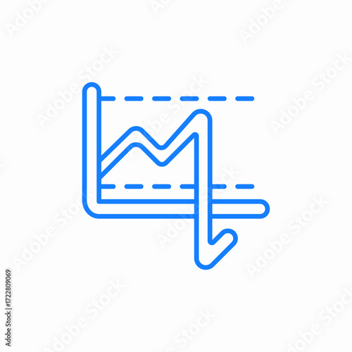 fluctuation market graph blue icon sign vector