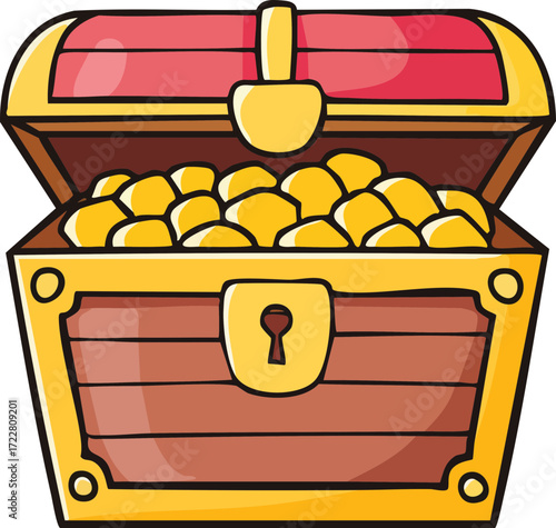 Illustration of Cartoon Treasure Chest for Children Book