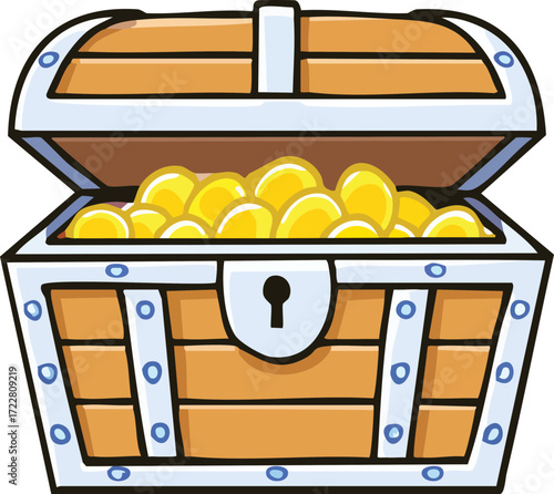 Illustration of Cartoon Treasure Chest for Children Book