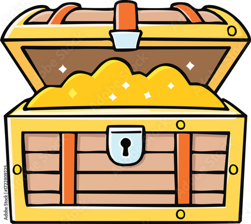 Illustration of Cartoon Treasure Chest for Children Book