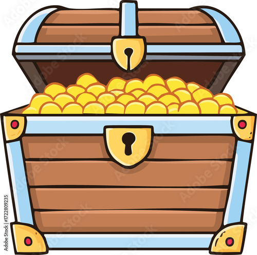 Illustration of Cartoon Treasure Chest for Children Book