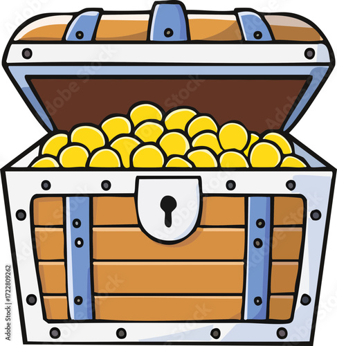 Illustration of Cartoon Treasure Chest for Children Book