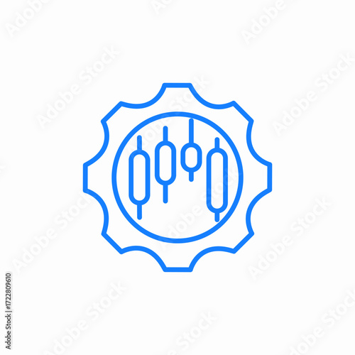 gear market setting blue icon sign vector